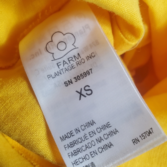Farm Rio Women's XS Yellow Off The Shoulder Knotted Cut Out Midi Dress New Tags. - Picture 4 of 6